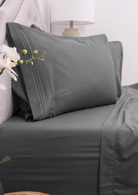 Sweet Home Collection 1800 Series 4 Piece Deep Pocket Bed Sheet Set, Gray, Short Queen/RV -  0842491126261