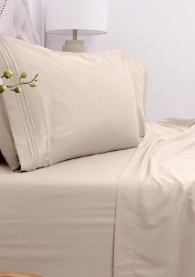 Sweet Home Collection 1800 Series 4 Piece Deep Pocket Bed Sheet Set, Beige, Short Queen/RV -  0842491126292