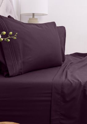 Sweet Home Collection 1800 Series 4 Piece Deep Pocket Bed Sheet Set, Purple, Short Queen/RV -  0842491126308