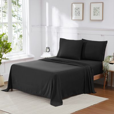 Sweet Home Collection 4 Piece Sheet Set, Ultra Soft 1800 Series, Double Brushed Microfiber, Black, Twin