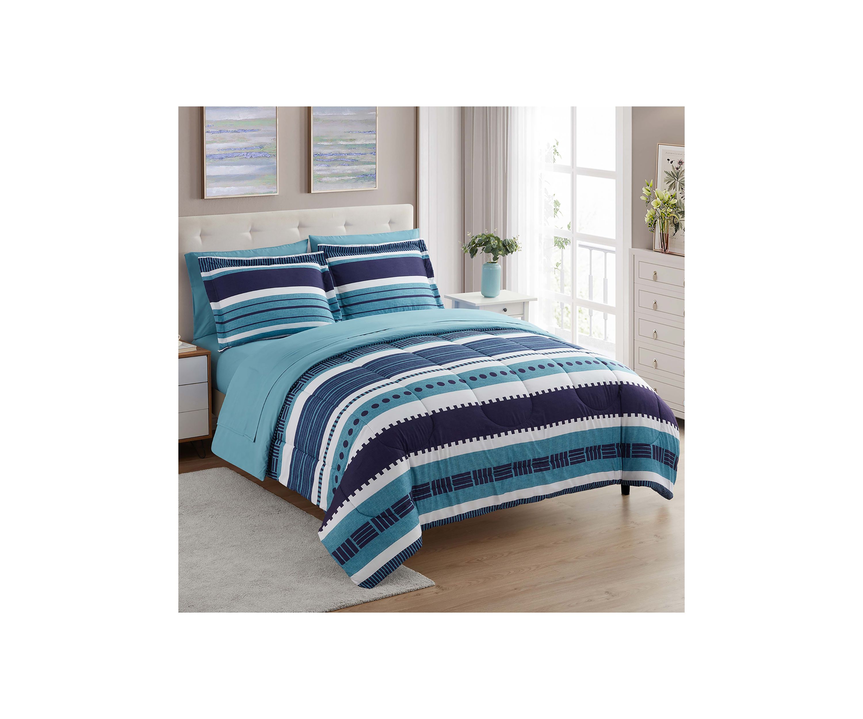 7 Piece Marino Bed in a Bag Comforter, Sham & Sheet Set