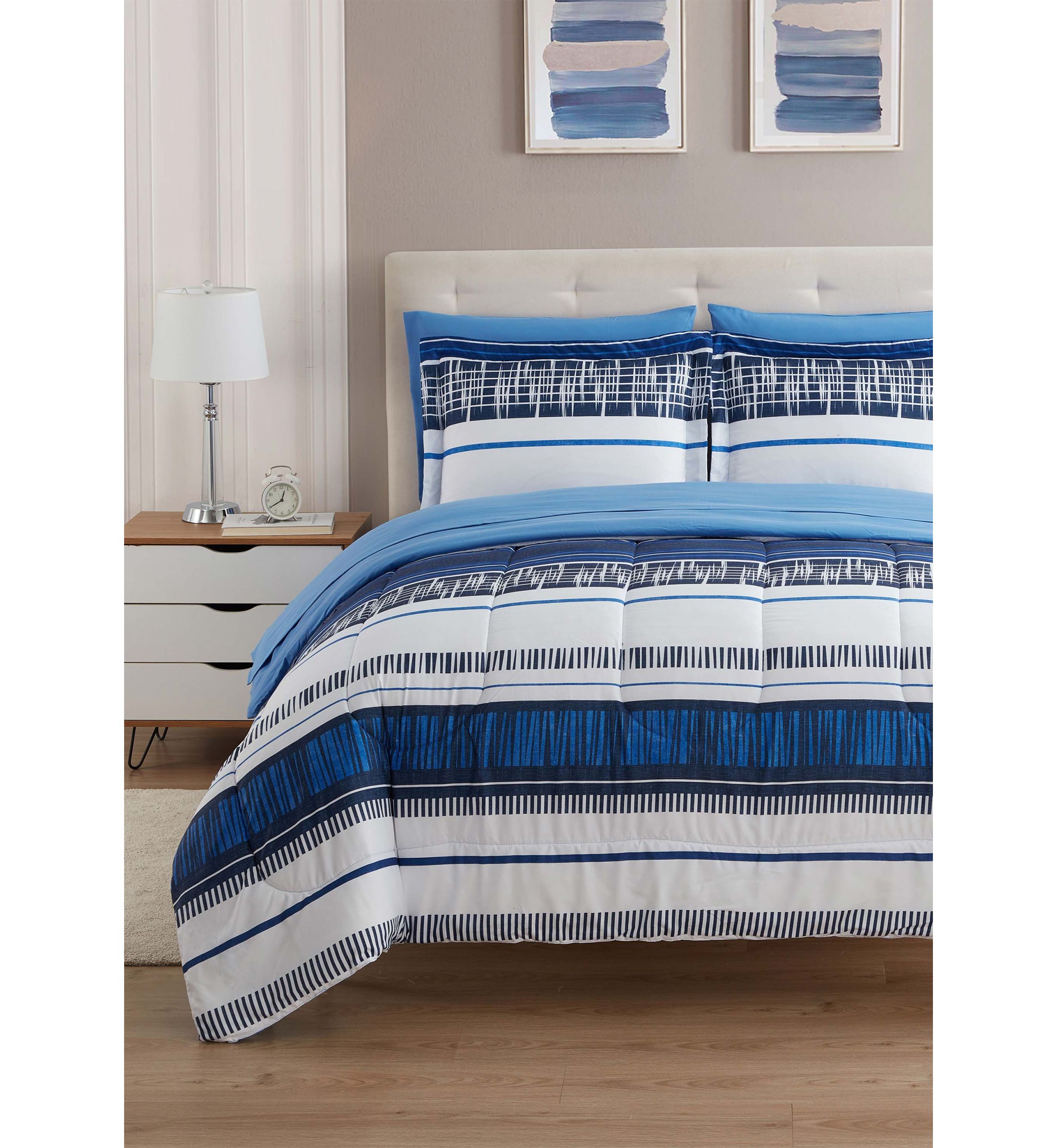 7 Piece Mediterranean Bed in a Bag Comforter, Sham & Sheet Set