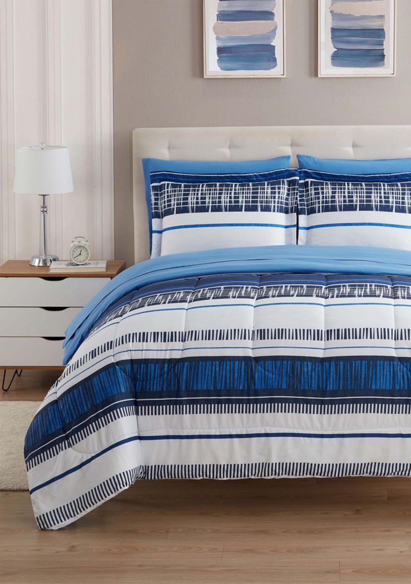 7 Piece Mediterranean Bed in a Bag Comforter, Sham & Sheet Set