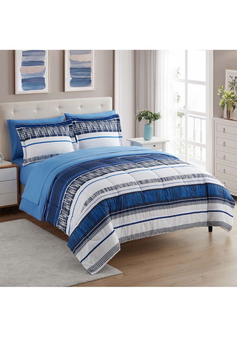7 Piece Mediterranean Bed in a Bag Comforter, Sham & Sheet Set