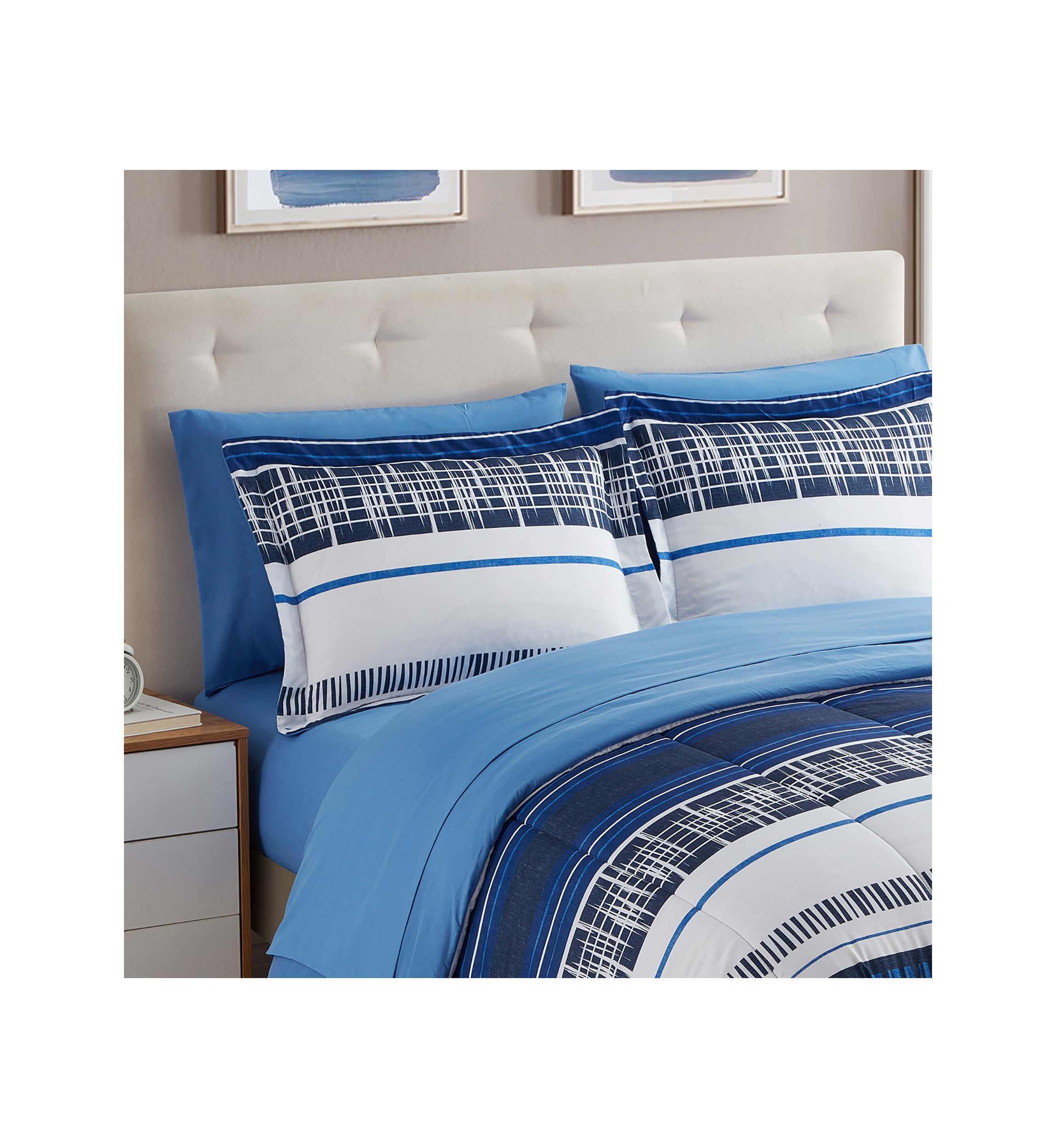 7 Piece Mediterranean Bed in a Bag Comforter, Sham & Sheet Set