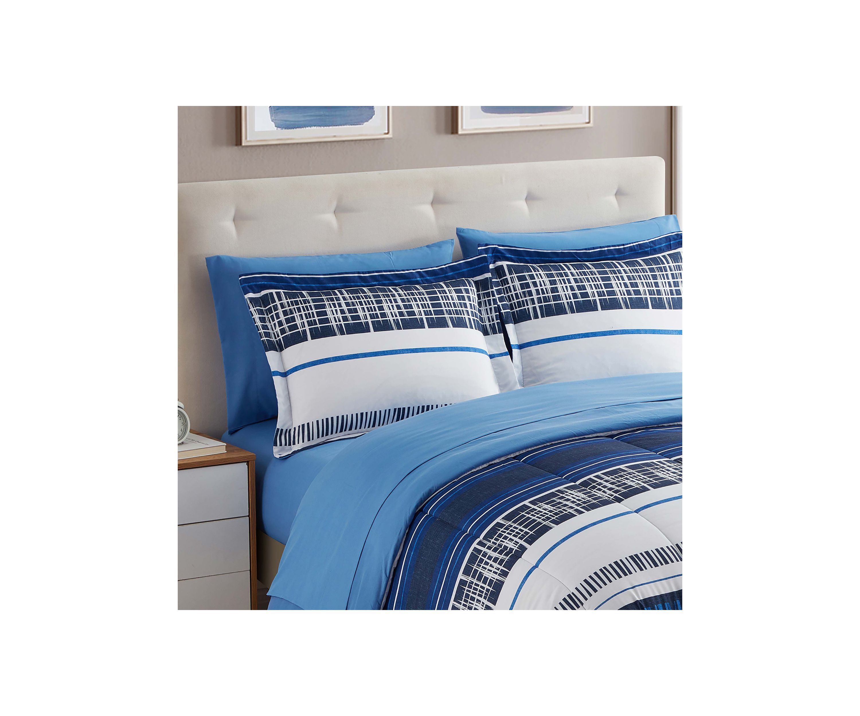 7 Piece Mediterranean Bed in a Bag Comforter, Sham & Sheet Set