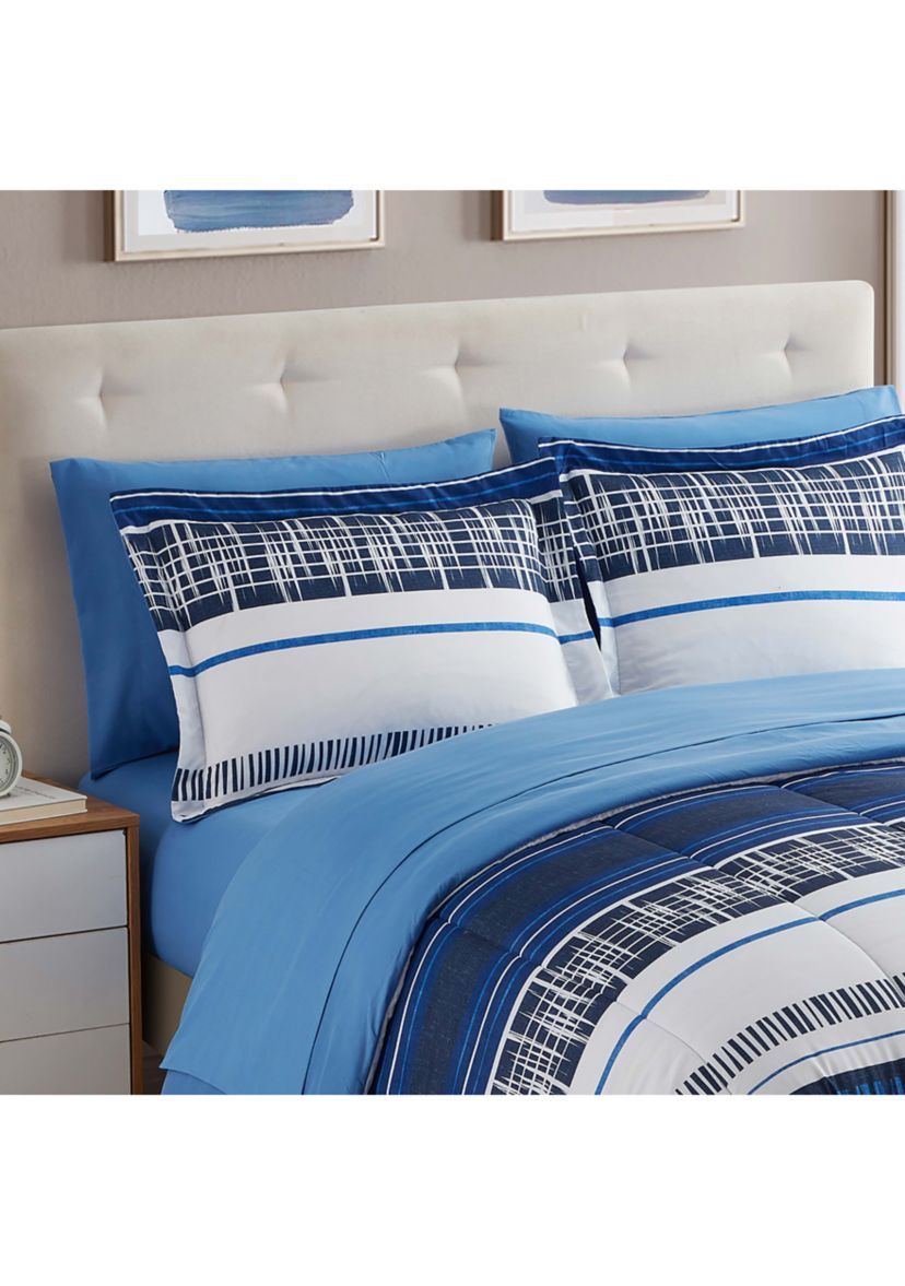 7 Piece Mediterranean Bed in a Bag Comforter, Sham & Sheet Set