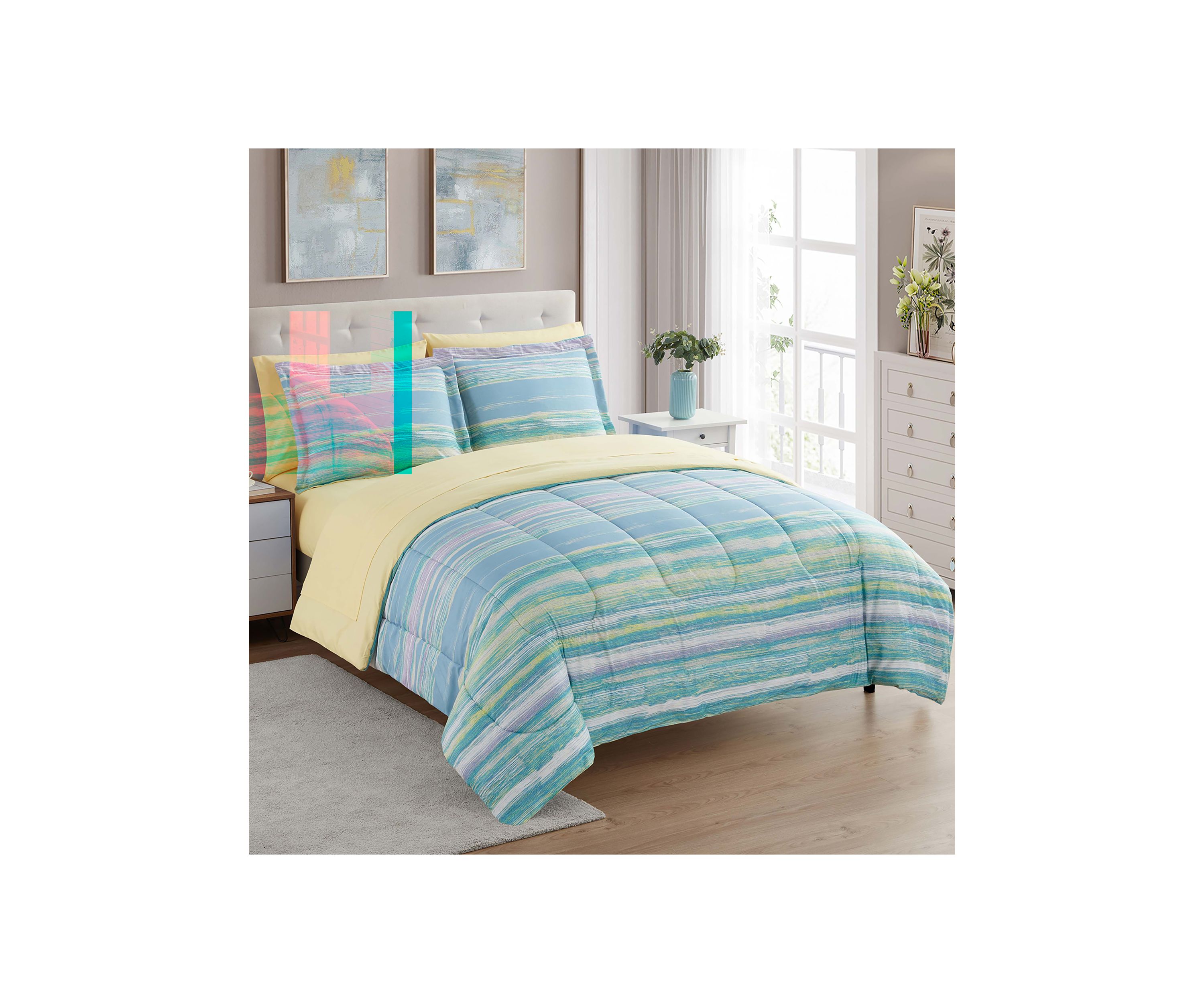 7 Piece Sorento Bed in a Bag Comforter, Sham & Sheet Set