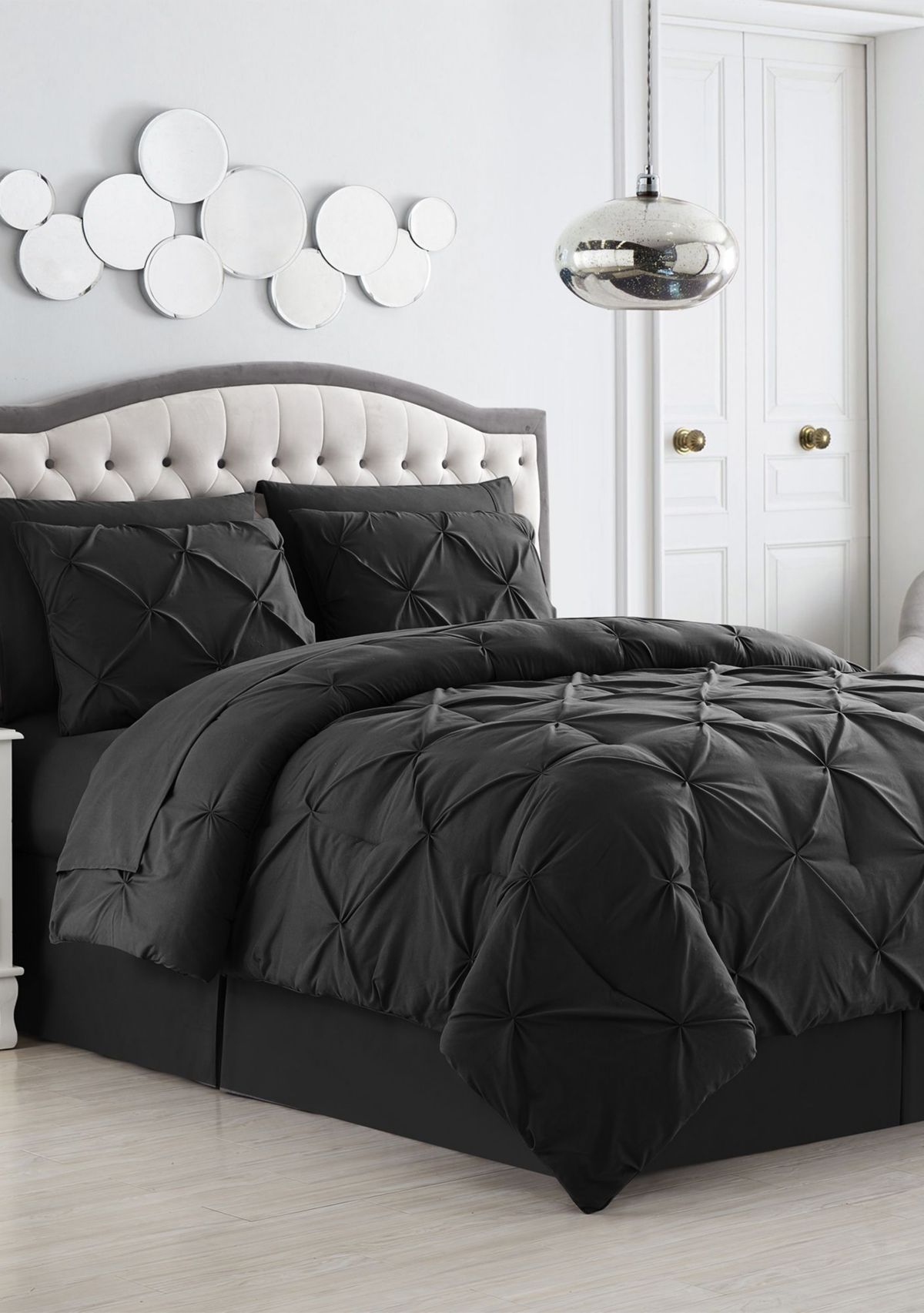 8 Piece Bed In A Bag Pintuck Comforter Sheet Bed Skirt Sham Set