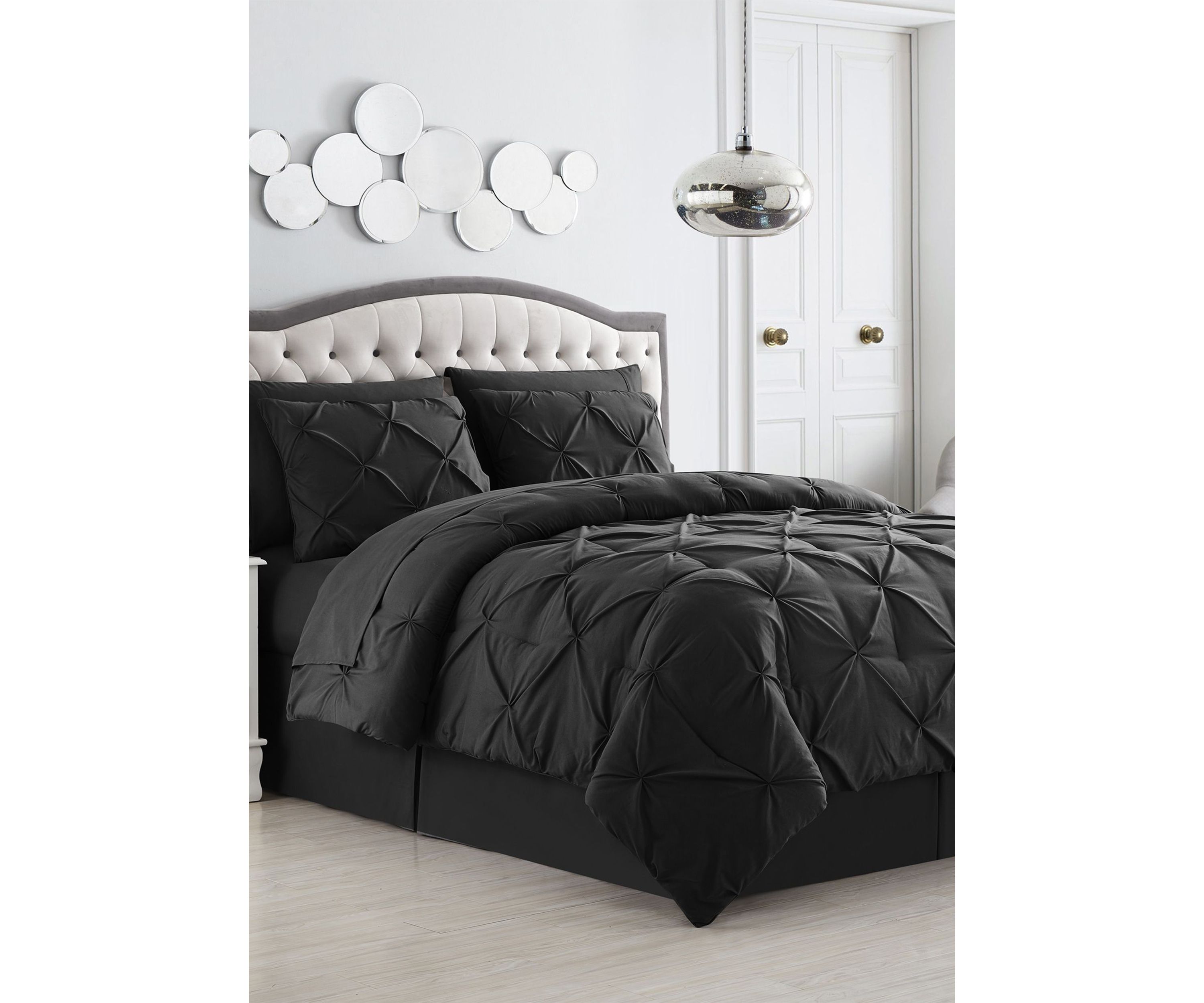 8 Piece Bed In A Bag Pintuck Comforter Sheet Bed Skirt Sham Set