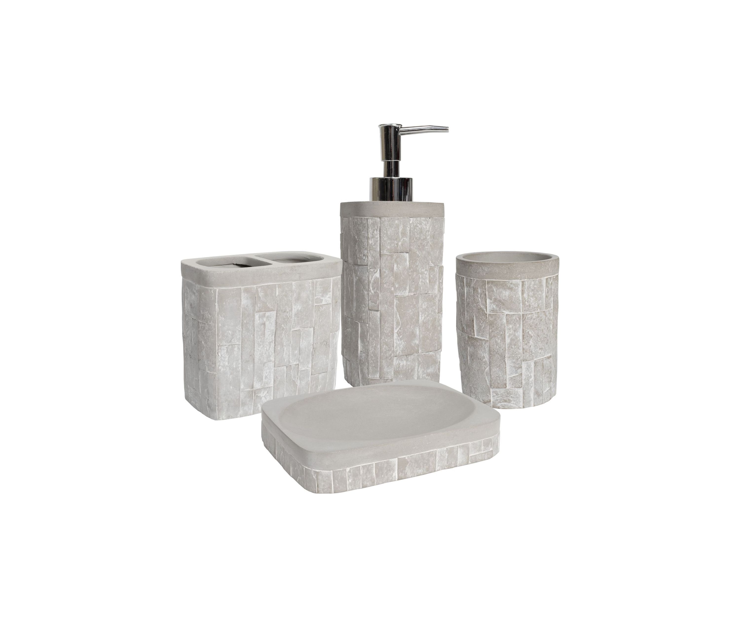 Avalon Concrete Bath Accessory Collection 4 Piece Bathroom Set