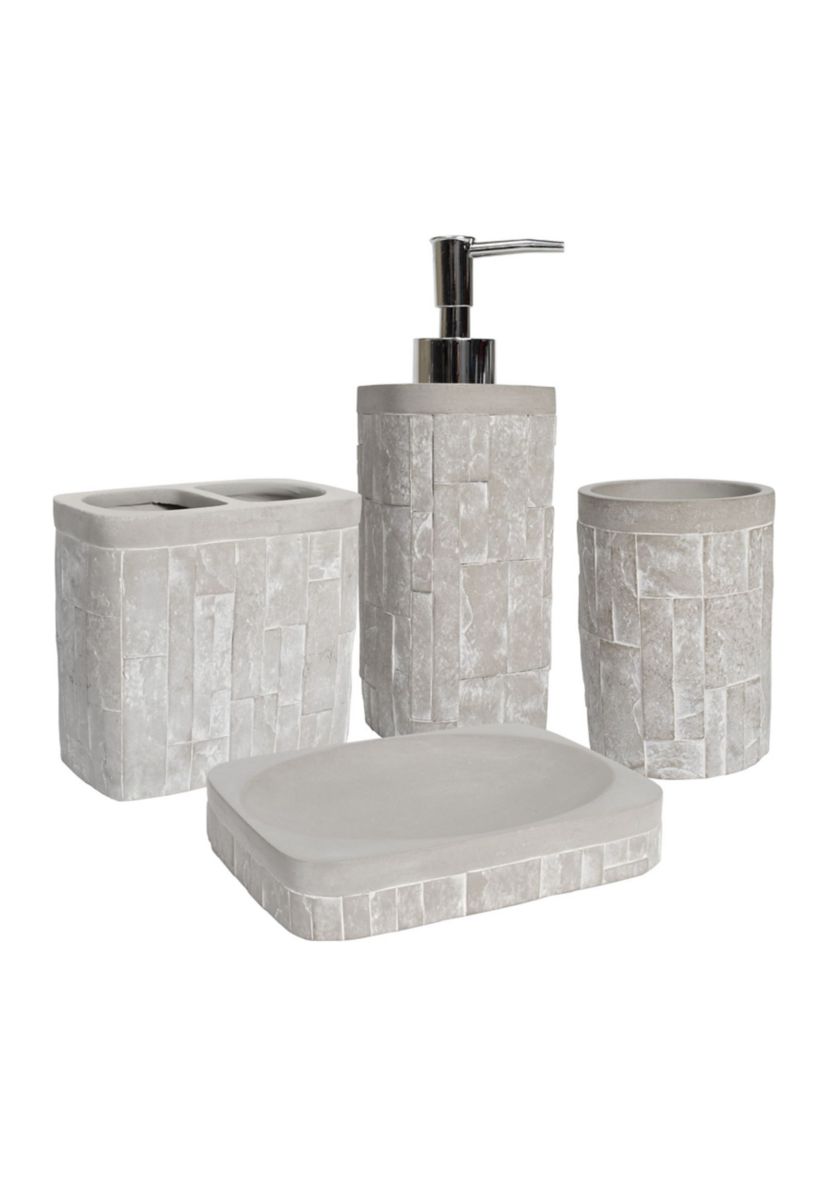 Avalon Concrete Bath Accessory Collection 4 Piece Bathroom Set
