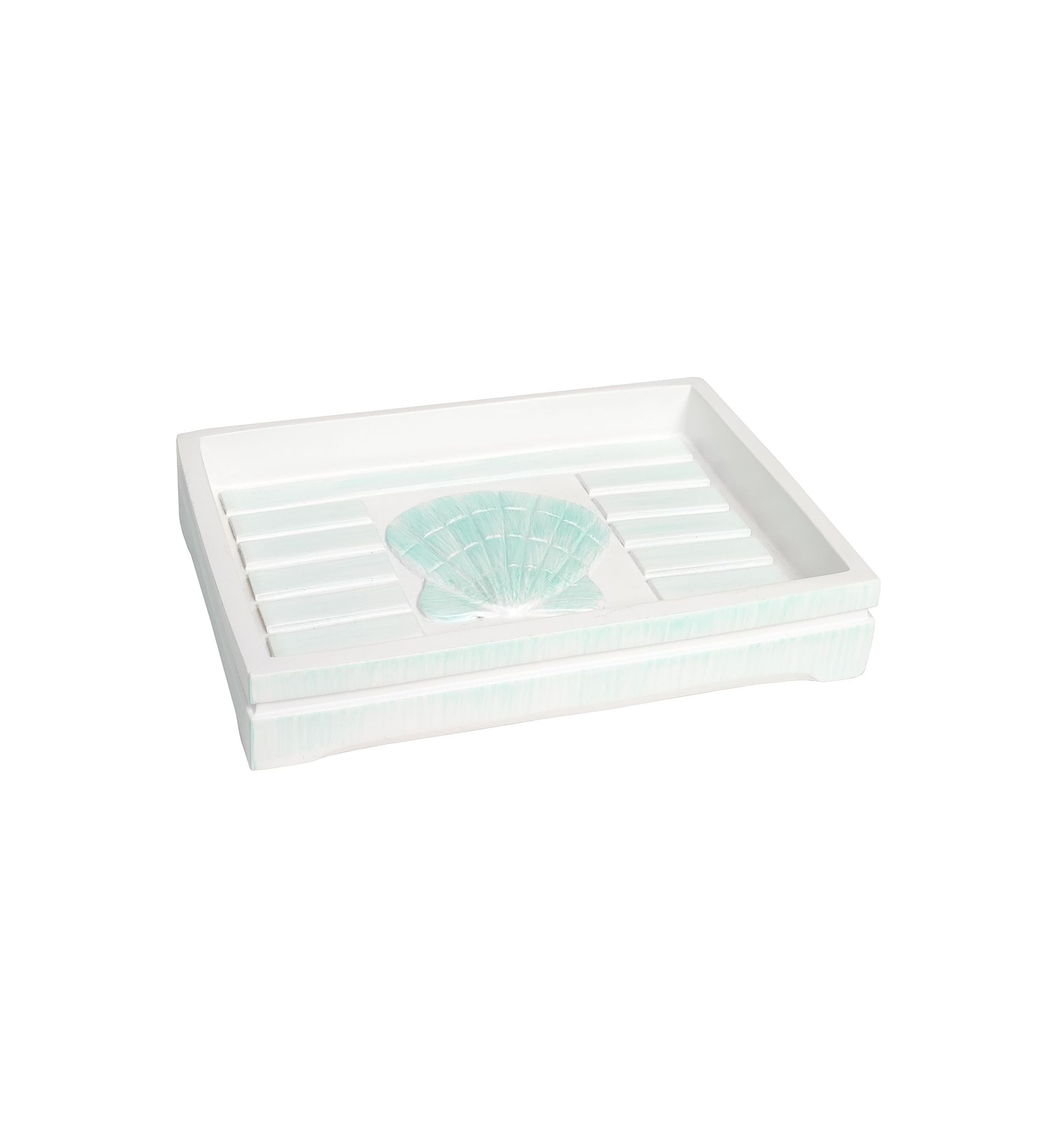 Beach Shells Poly Resin Bath Accessory Collection 4 Piece Bathroom Set
