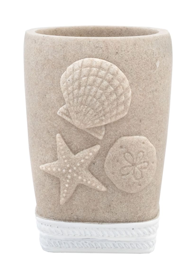 Coastal Shell Bath Accessory Collection 4 Piece Bathroom Set