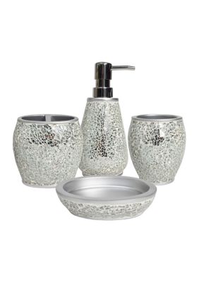 Glamour Poly Resin Bath Accessory Collection 4 Piece Bathroom Set