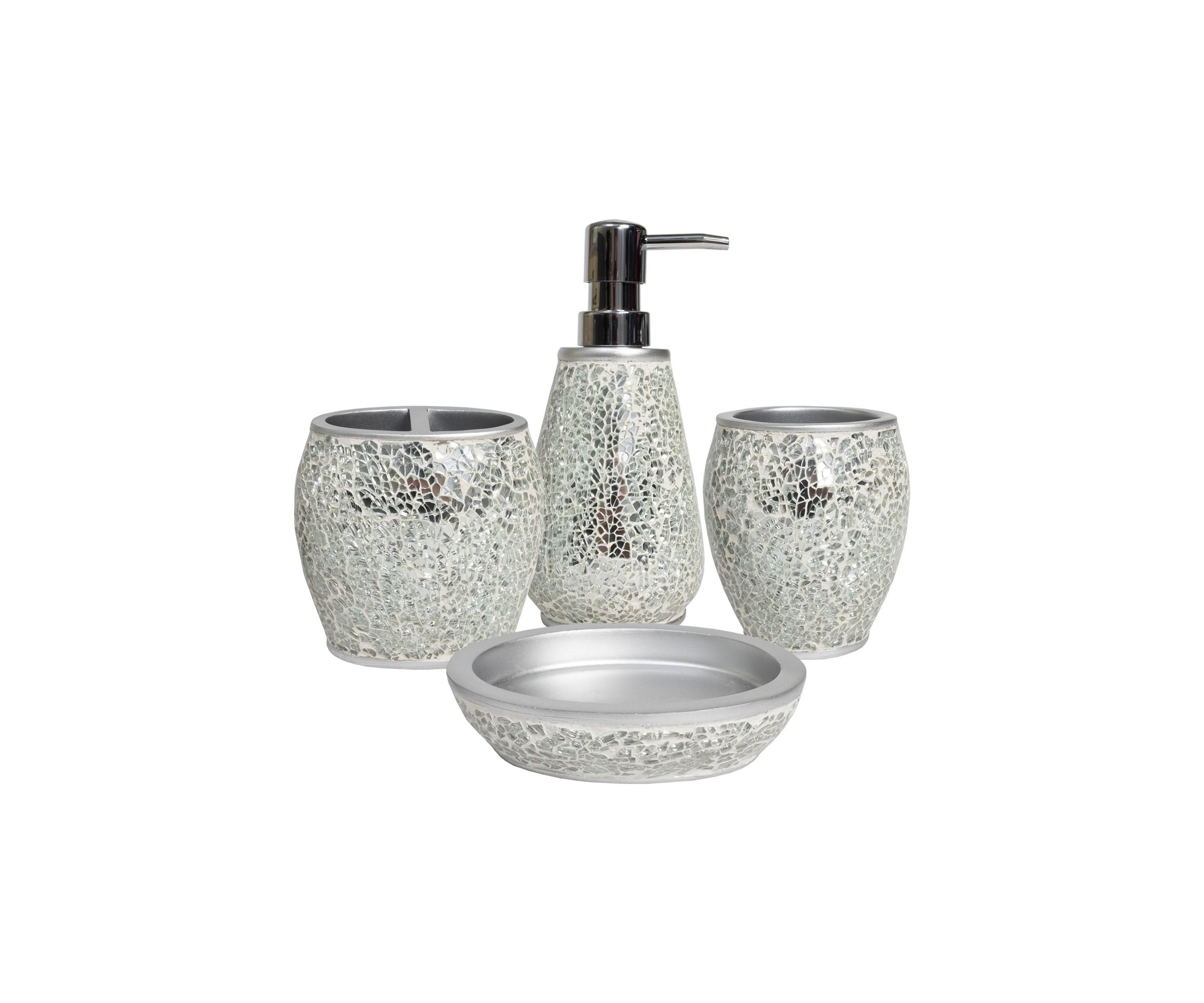 Glamour Poly Resin Bath Accessory Collection 4 Piece Bathroom Set