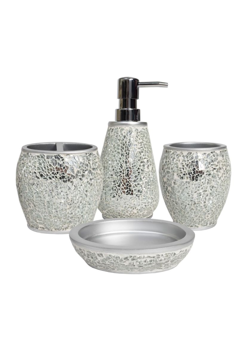 Glamour Poly Resin Bath Accessory Collection 4 Piece Bathroom Set