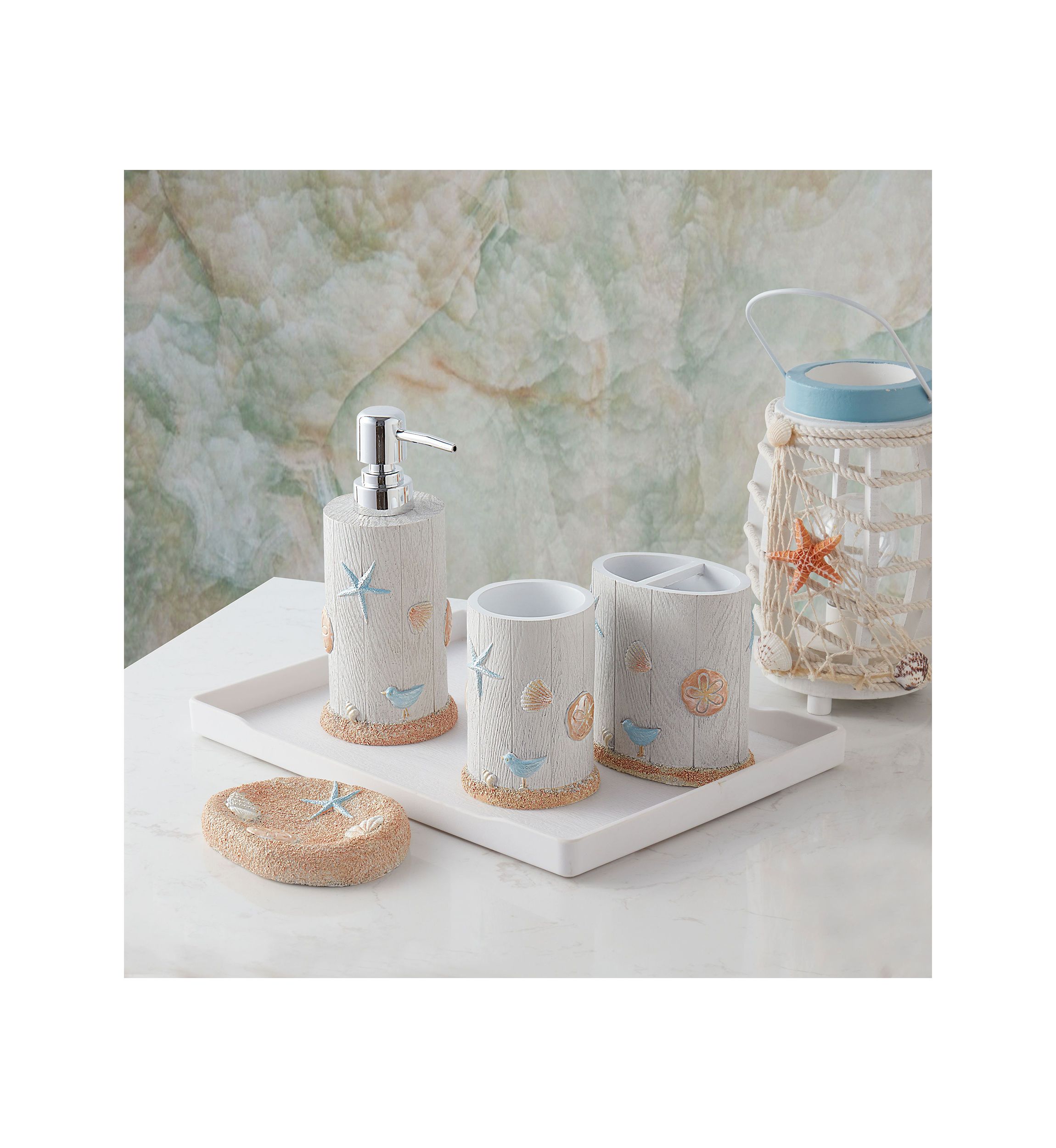 Ocean Star Bath Accessory Collection 4 Piece Bathroom Set