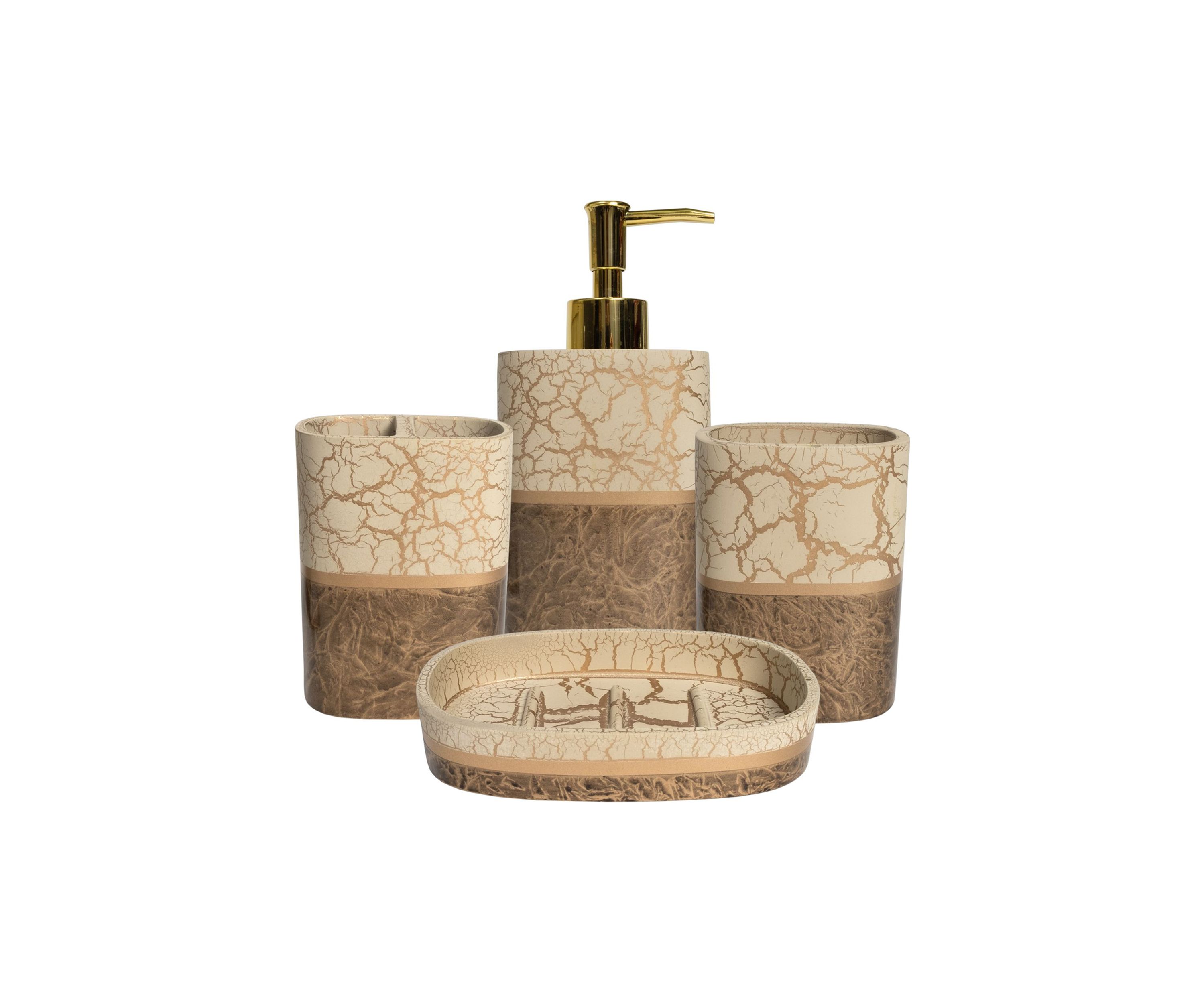 Parker Poly Resin Bath Accessory Collection 4 Piece Bathroom Set