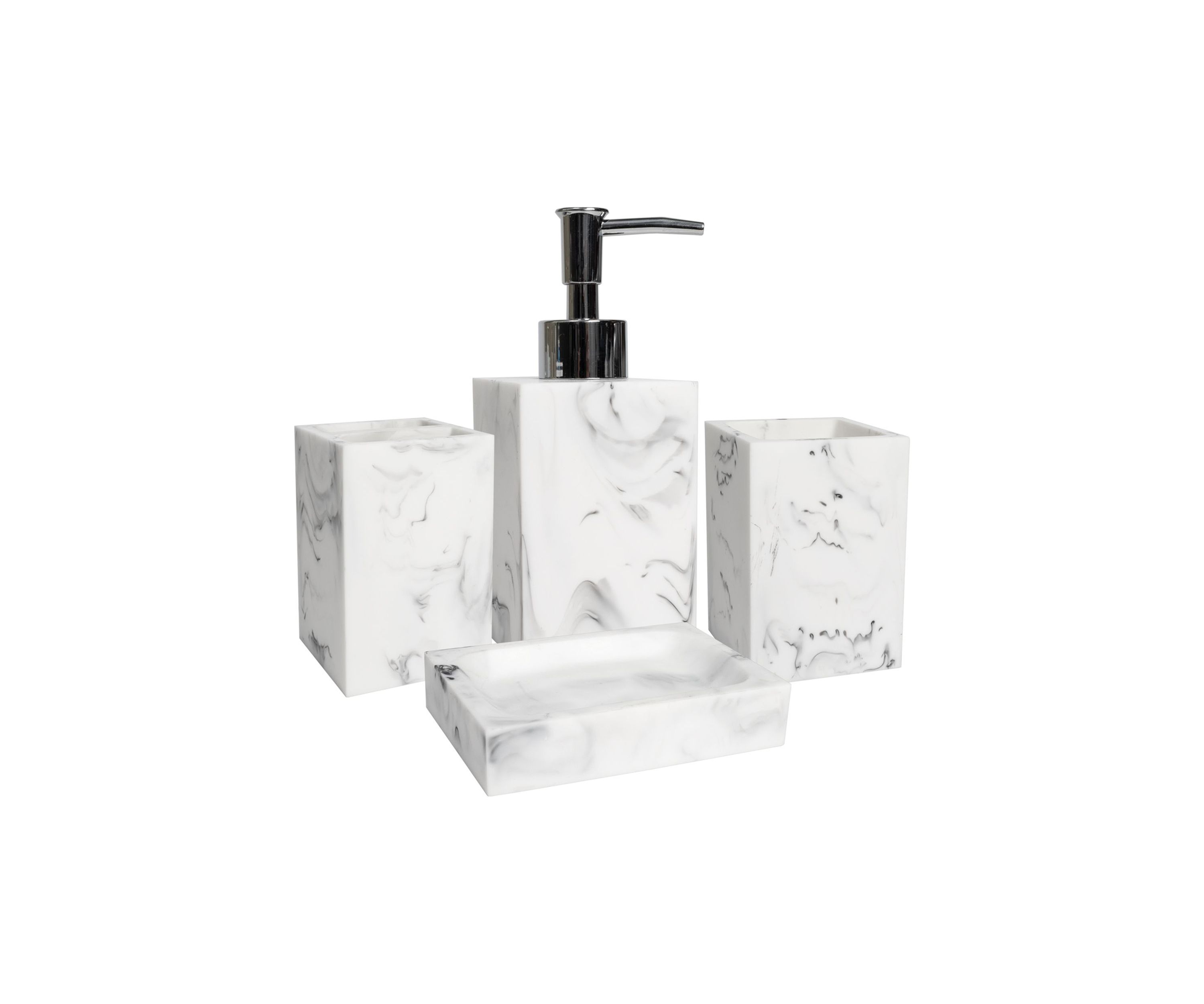 Plaza Poly Resin Bath Accessory Collection 4 Piece Bathroom Set