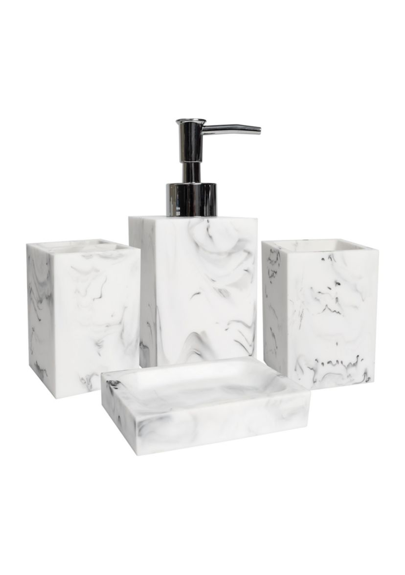 Plaza Poly Resin Bath Accessory Collection 4 Piece Bathroom Set