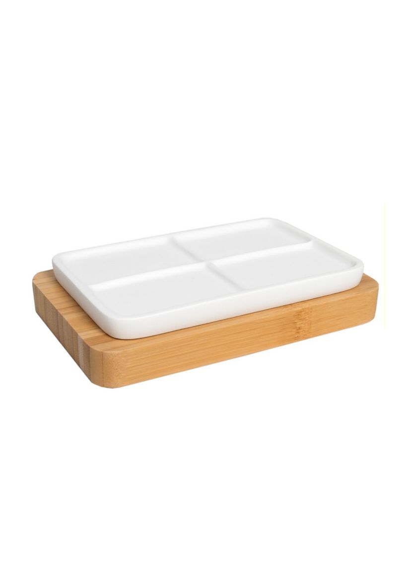 Ritz Bath Accessory Collection Poly Resin, Bamboo Bathroom Soap Dish