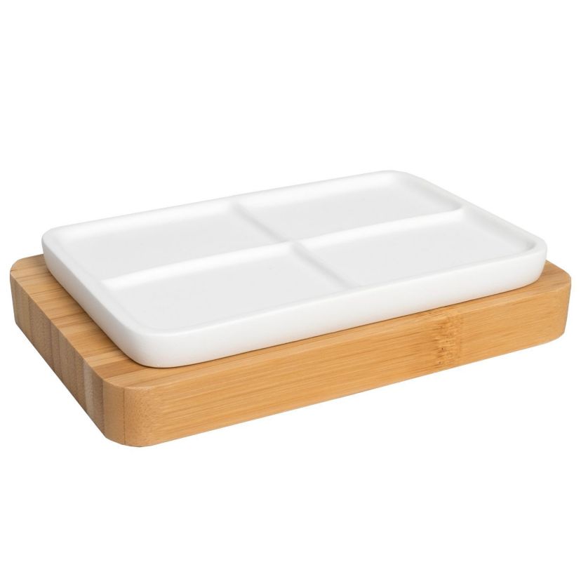 Ritz Bath Accessory Collection Poly Resin, Bamboo Bathroom Soap Dish