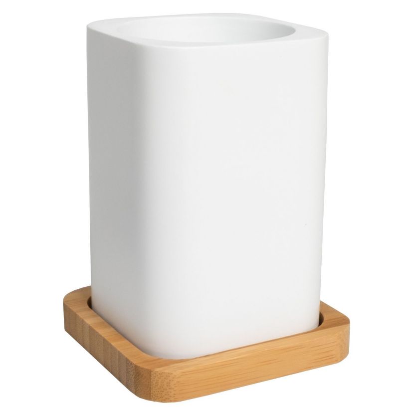 Ritz Bath Accessory Collection Poly Resin, Bamboo Bathroom Tumbler