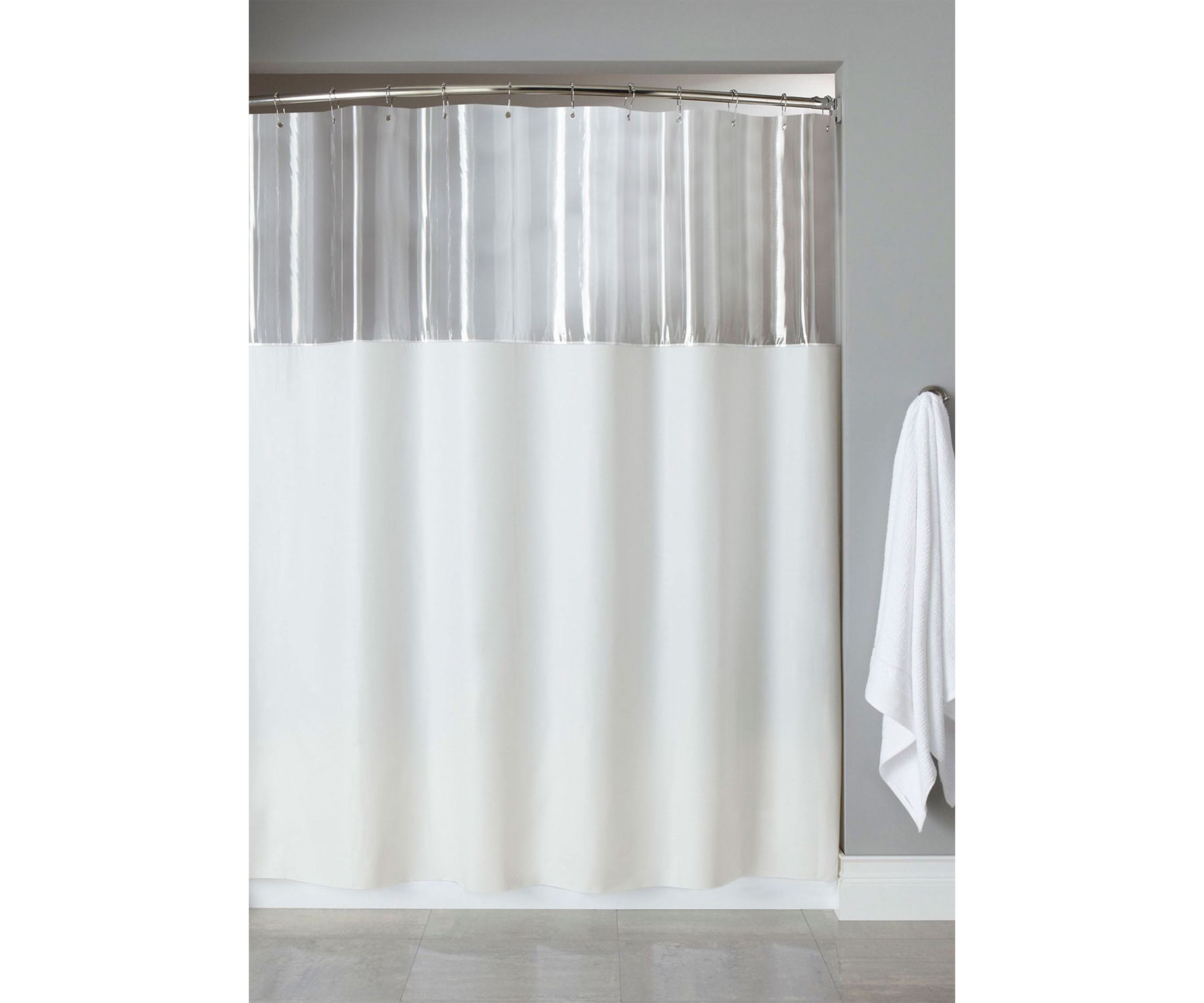 XL See Through Top Clear/White 10 Gauge Vinyl Bath Shower Curtain 84 x 72