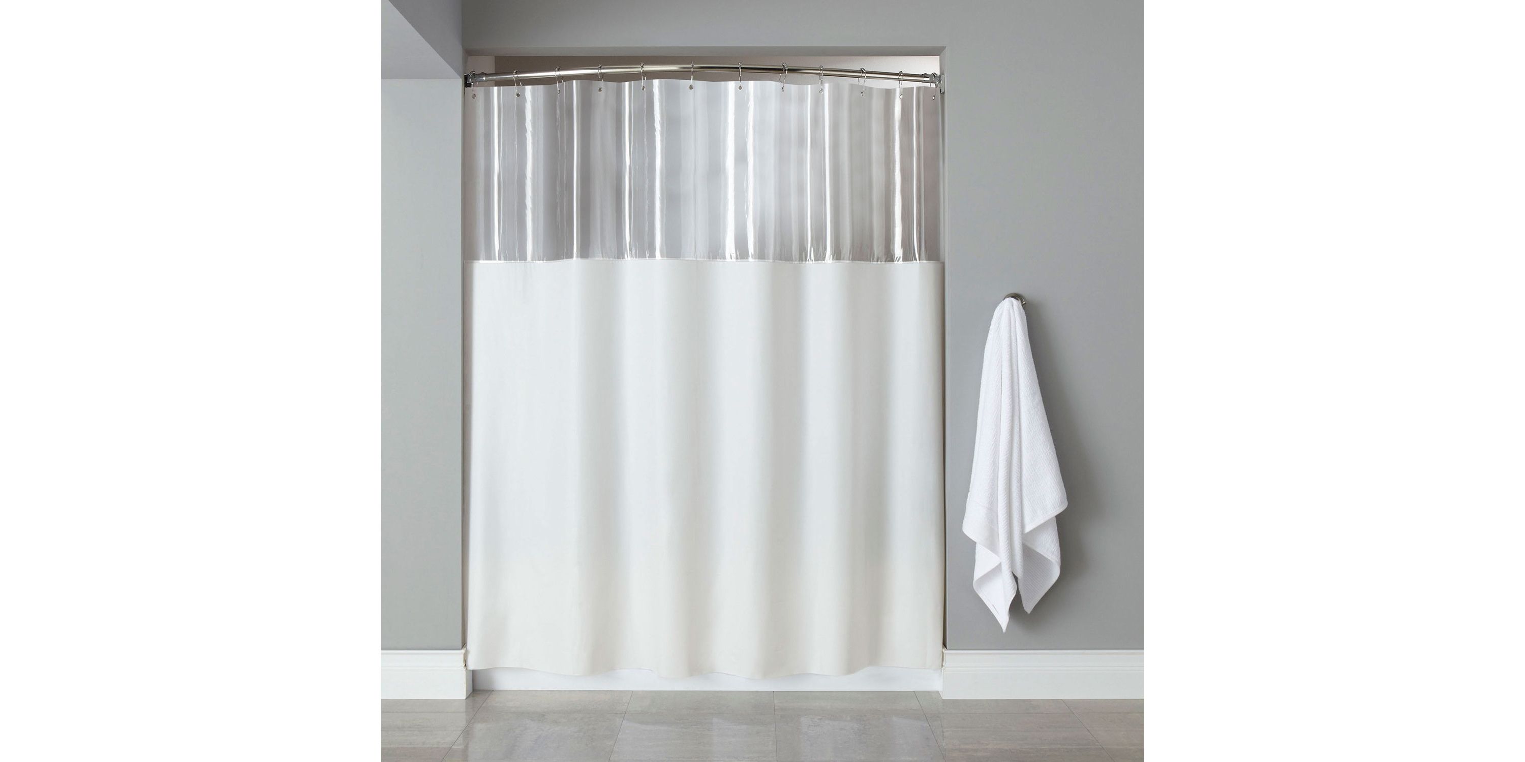 XL See Through Top Clear/White 10 Gauge Vinyl Bath Shower Curtain 84 x 72