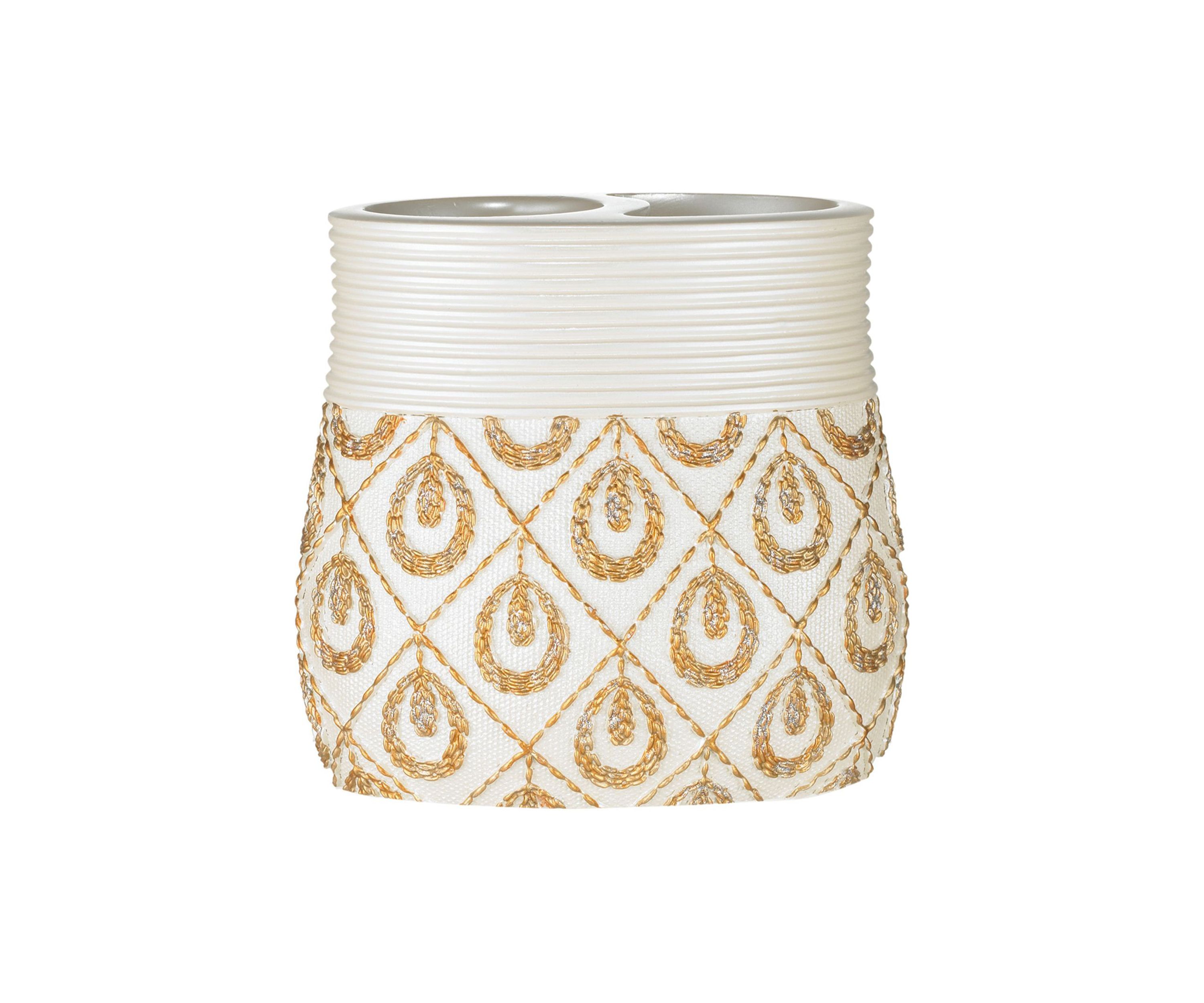 Popular Bath Seraphina Bathroom Toothbrush Holder- Beige/Gold