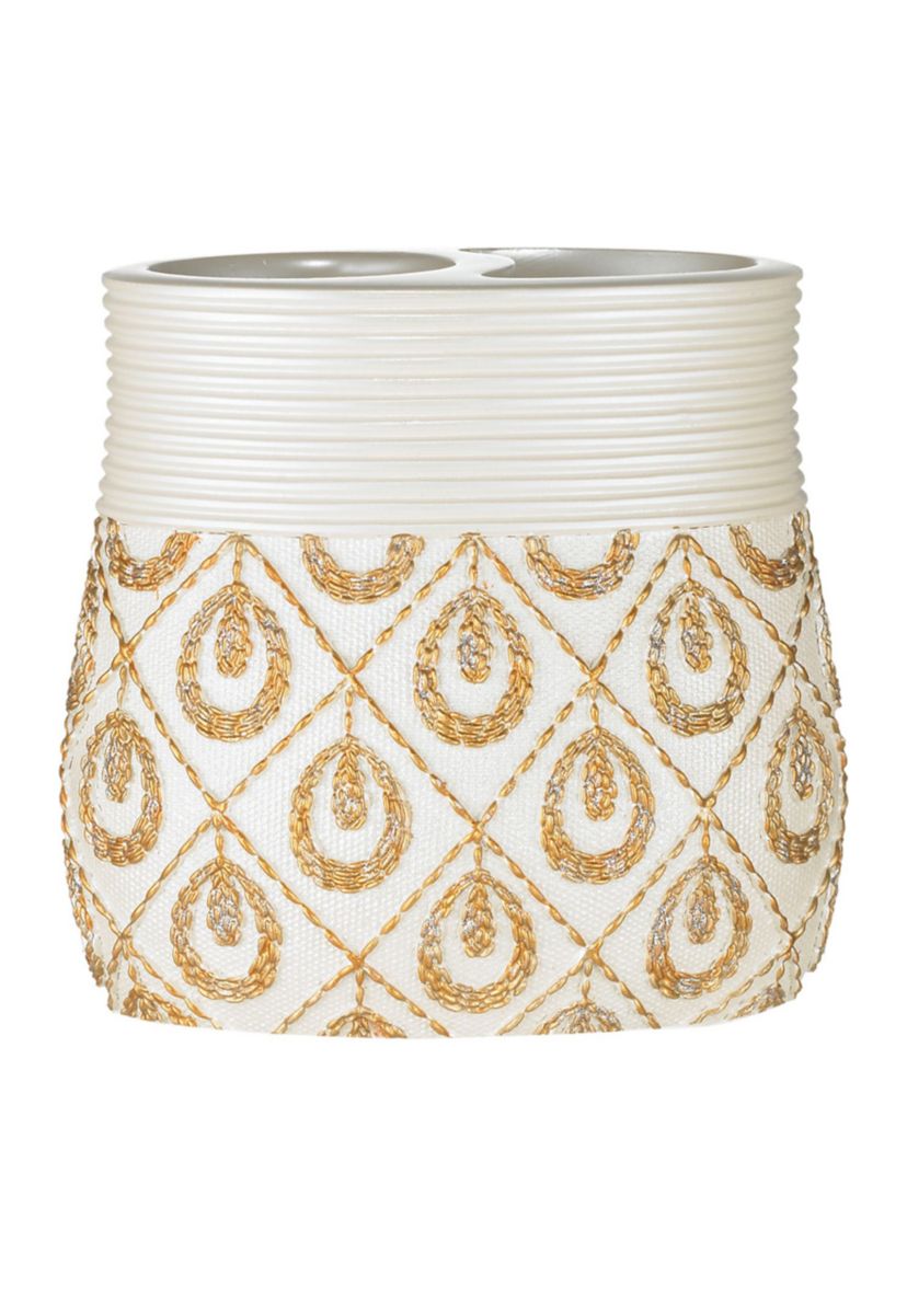 Popular Bath Seraphina Bathroom Toothbrush Holder- Beige/Gold