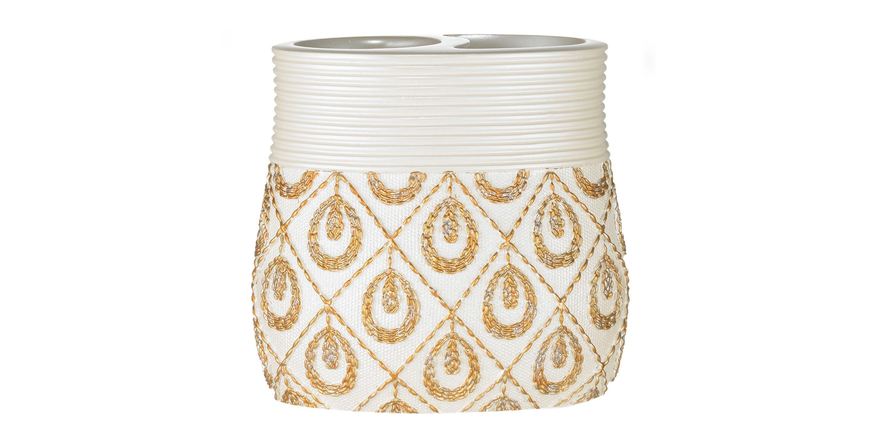 Popular Bath Seraphina Bathroom Toothbrush Holder- Beige/Gold