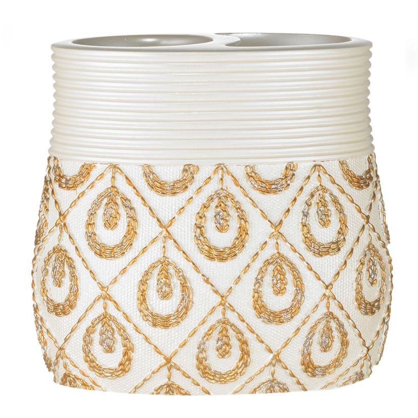 Popular Bath Seraphina Bathroom Toothbrush Holder- Beige/Gold