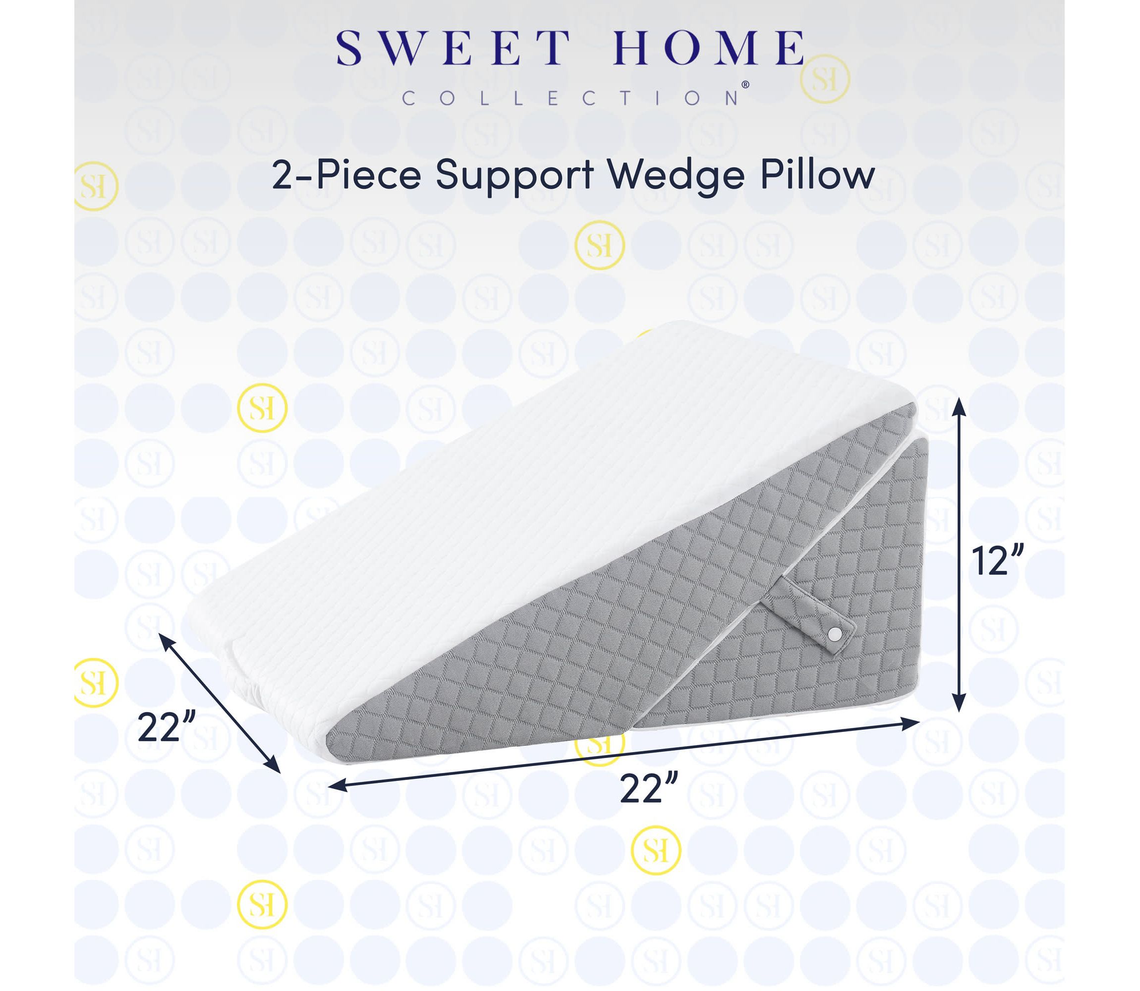 Sweet Home Collection 2 Piece Bed Wedge Pillow Set 22" x 22" x 12"