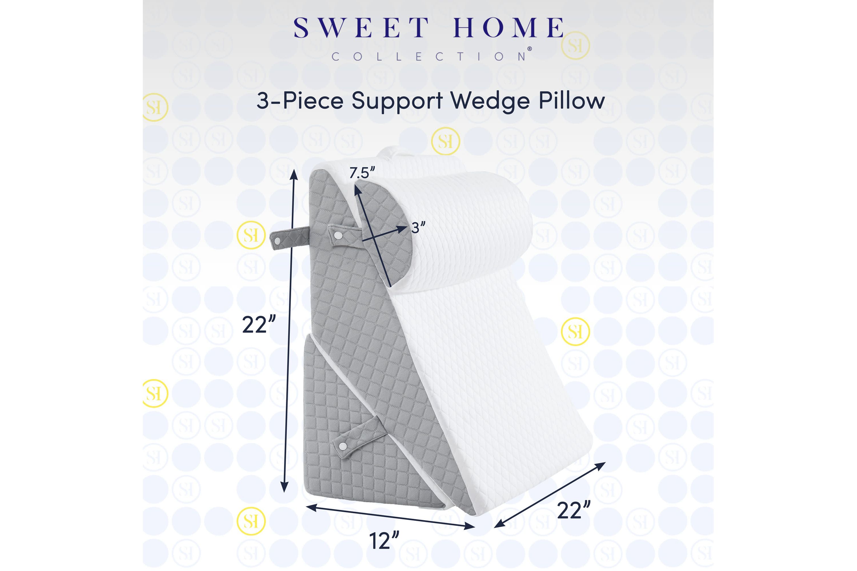 Sweet Home Collection 3 Piece Bed Wedge Pillow Set 22" x 22" x 12"