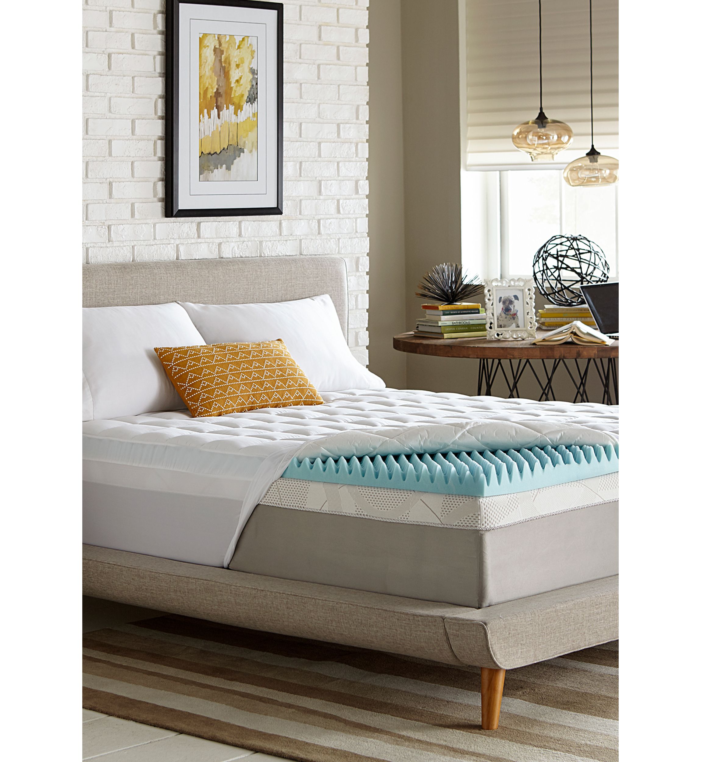4.5 Inch Textured Gel Memory Foam and Fiber Topper