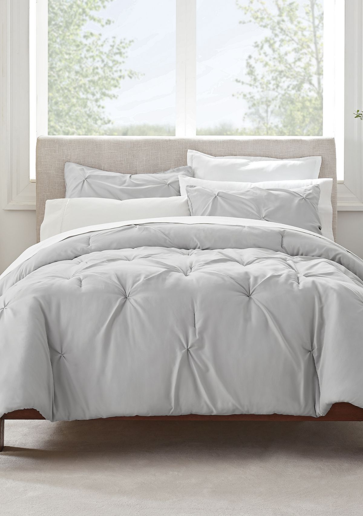 Antimicrobial Pleated 3 Piece Comforter Set