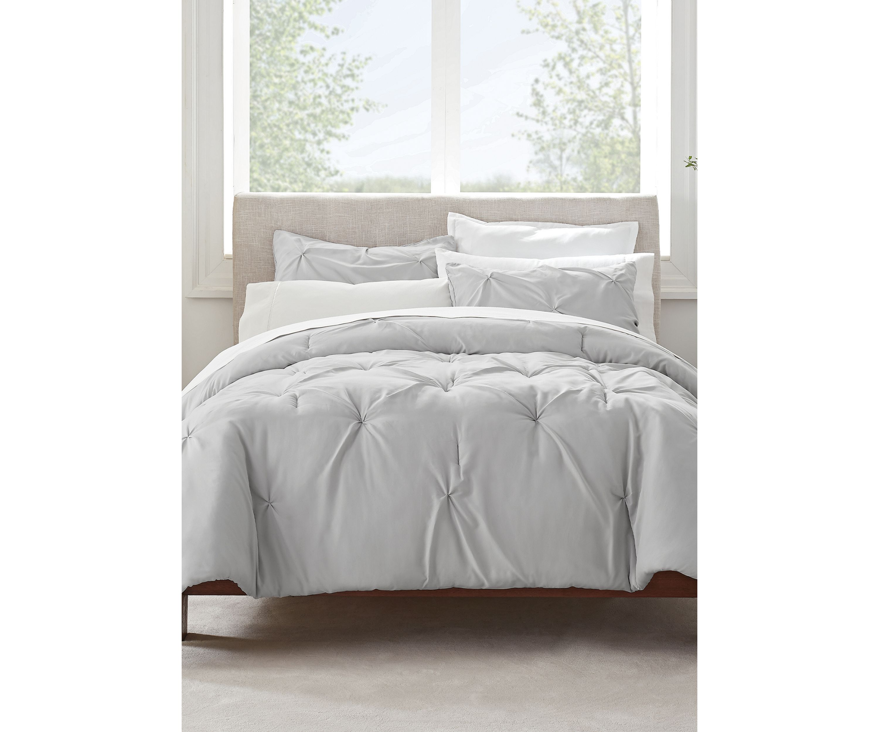 Antimicrobial Pleated 3 Piece Comforter Set