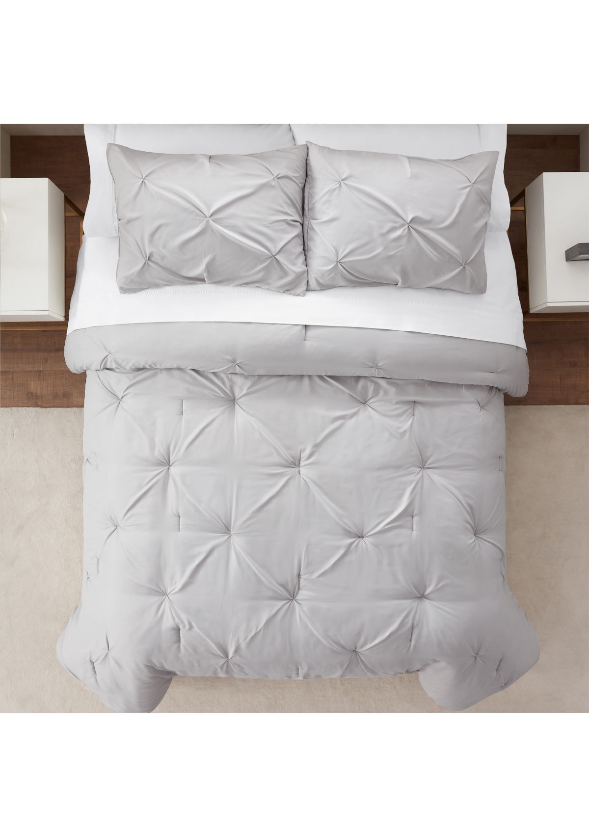 Antimicrobial Pleated 3 Piece Comforter Set