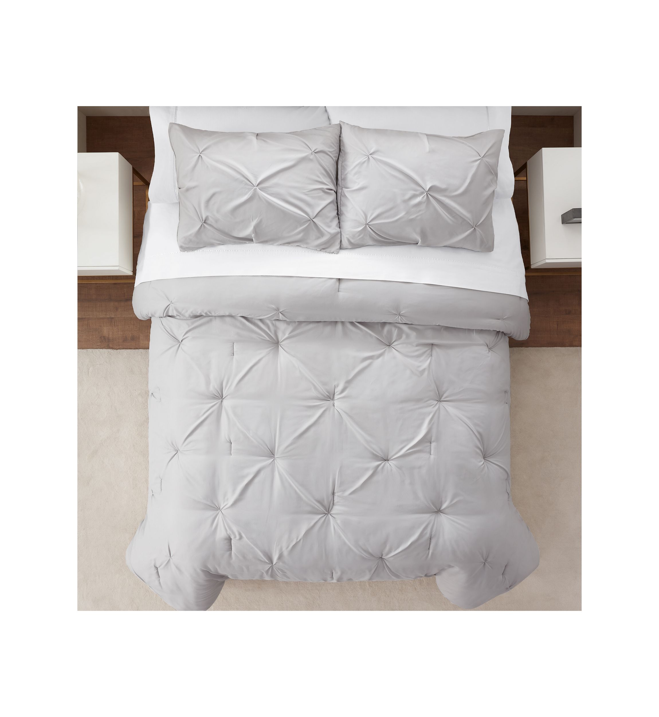 Antimicrobial Pleated 3 Piece Comforter Set