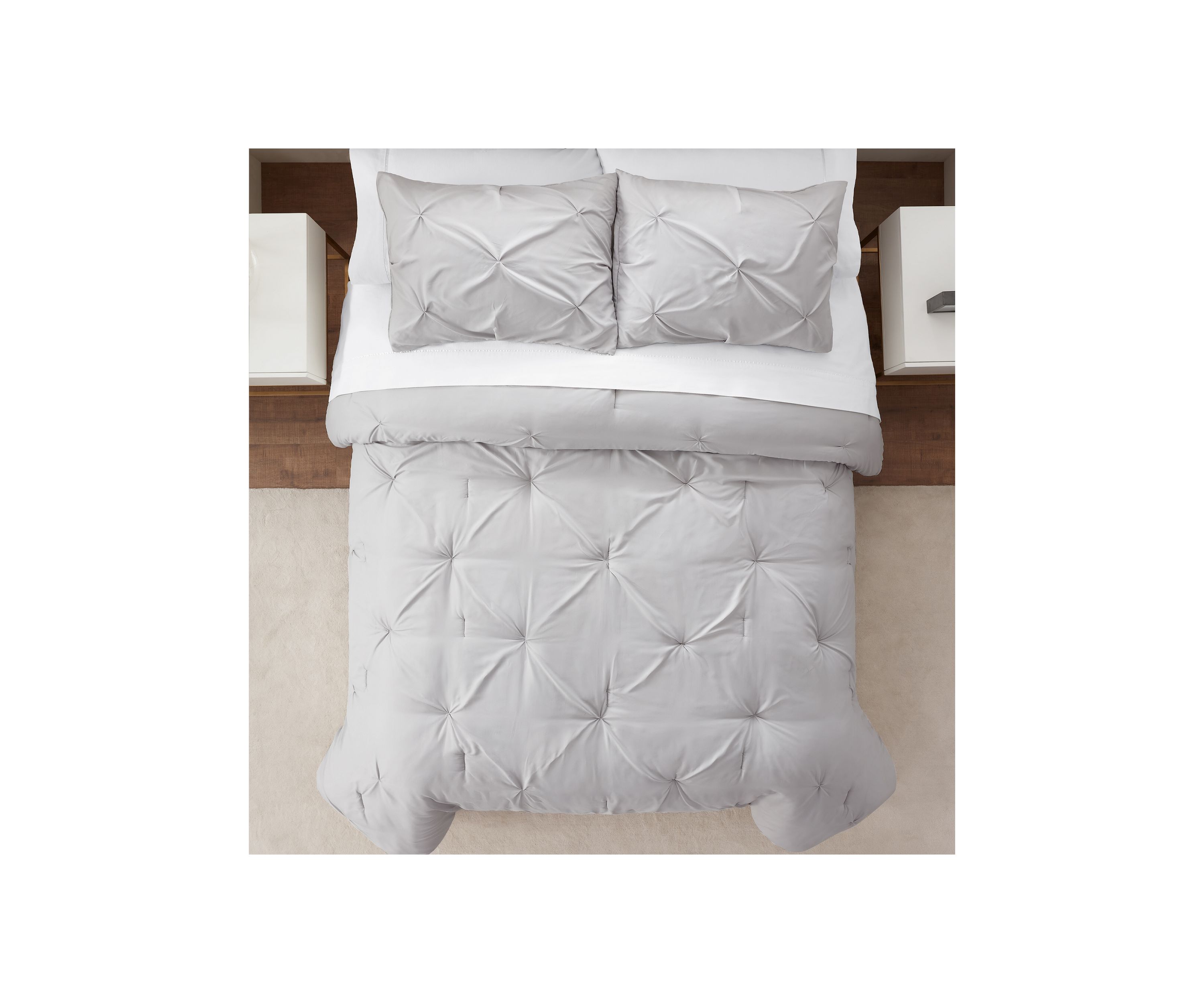 Antimicrobial Pleated 3 Piece Comforter Set