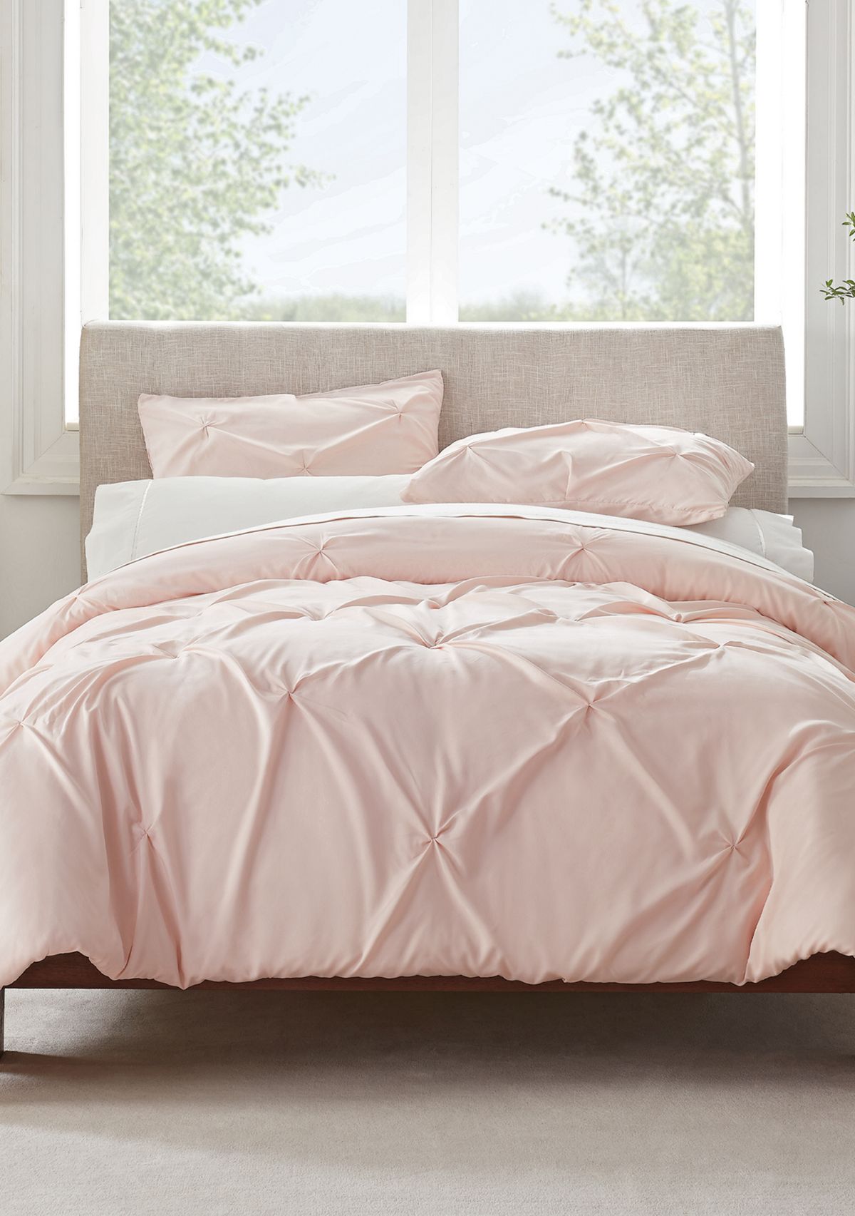 Antimicrobial Pleated 3 Piece Duvet Set