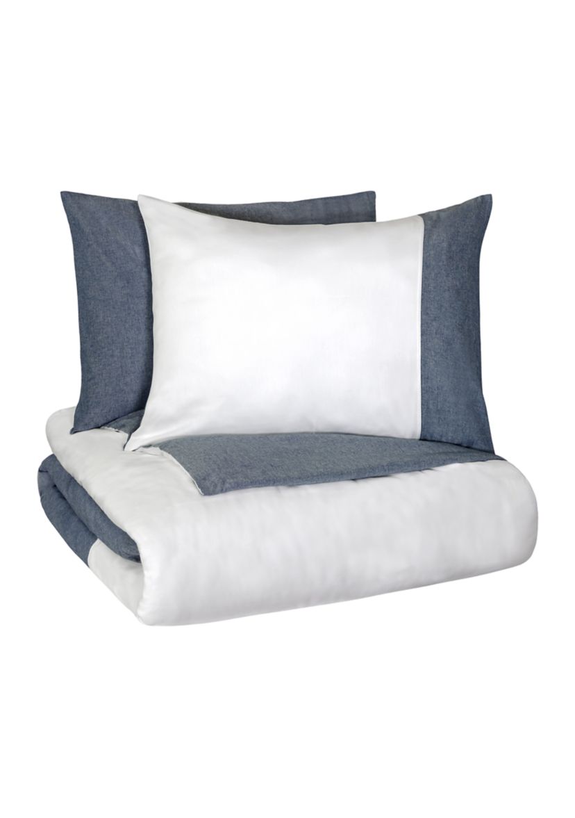 Kinsley Chambray Color Block 3 Piece Duvet Set