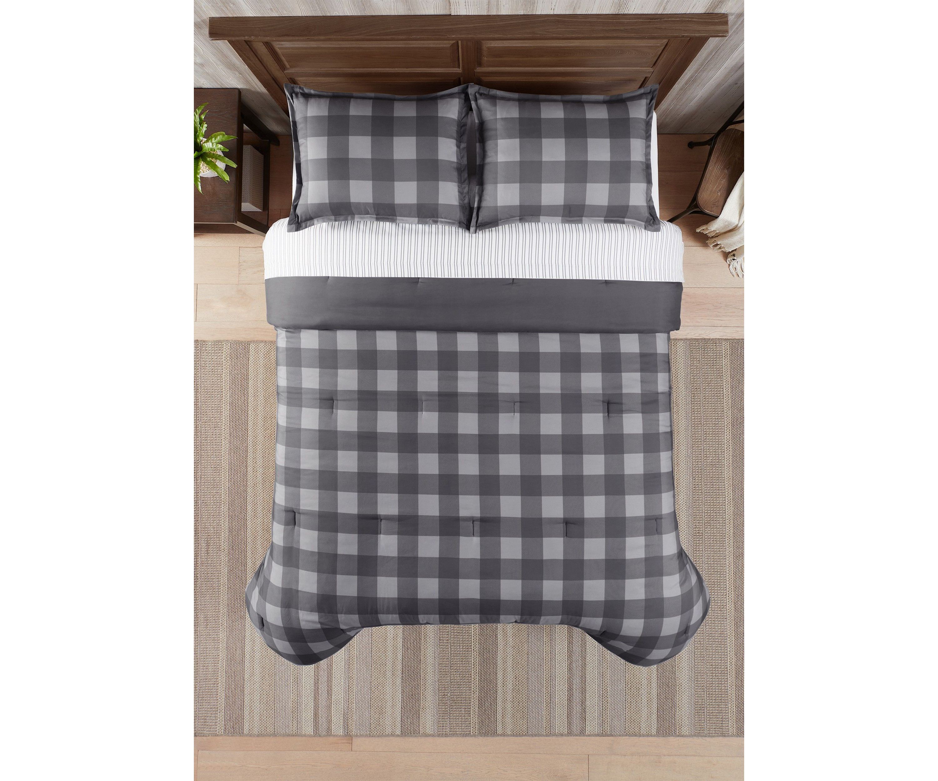 Simply Clean Alex Buffalo Check Plaid Antimicrobial Complete Bedding Set with Sheets