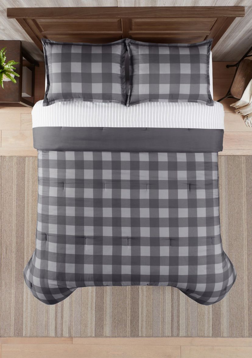 Simply Clean Alex Buffalo Check Plaid Antimicrobial Complete Bedding Set with Sheets