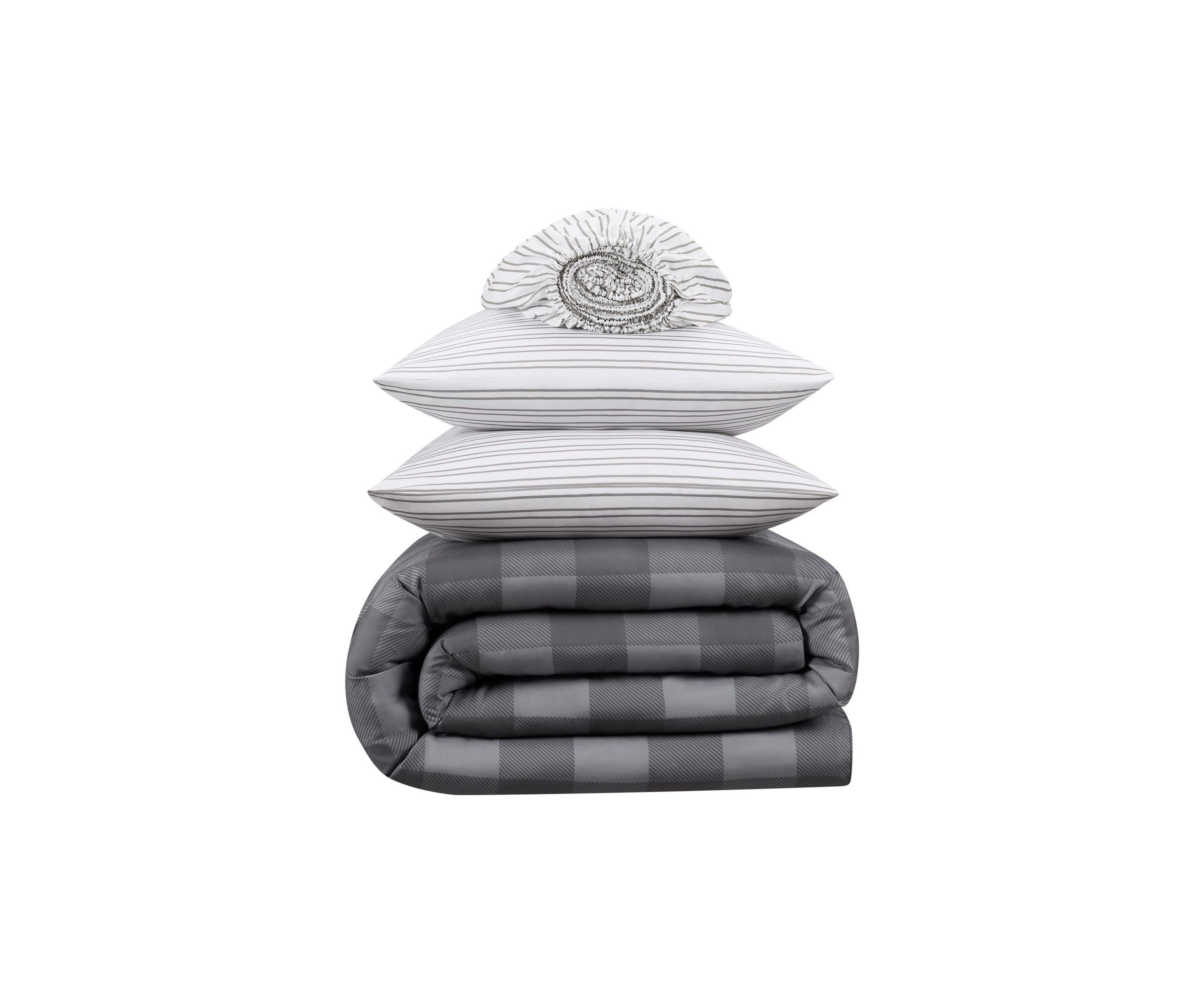 Simply Clean Alex Buffalo Check Plaid Antimicrobial Complete Bedding Set with Sheets