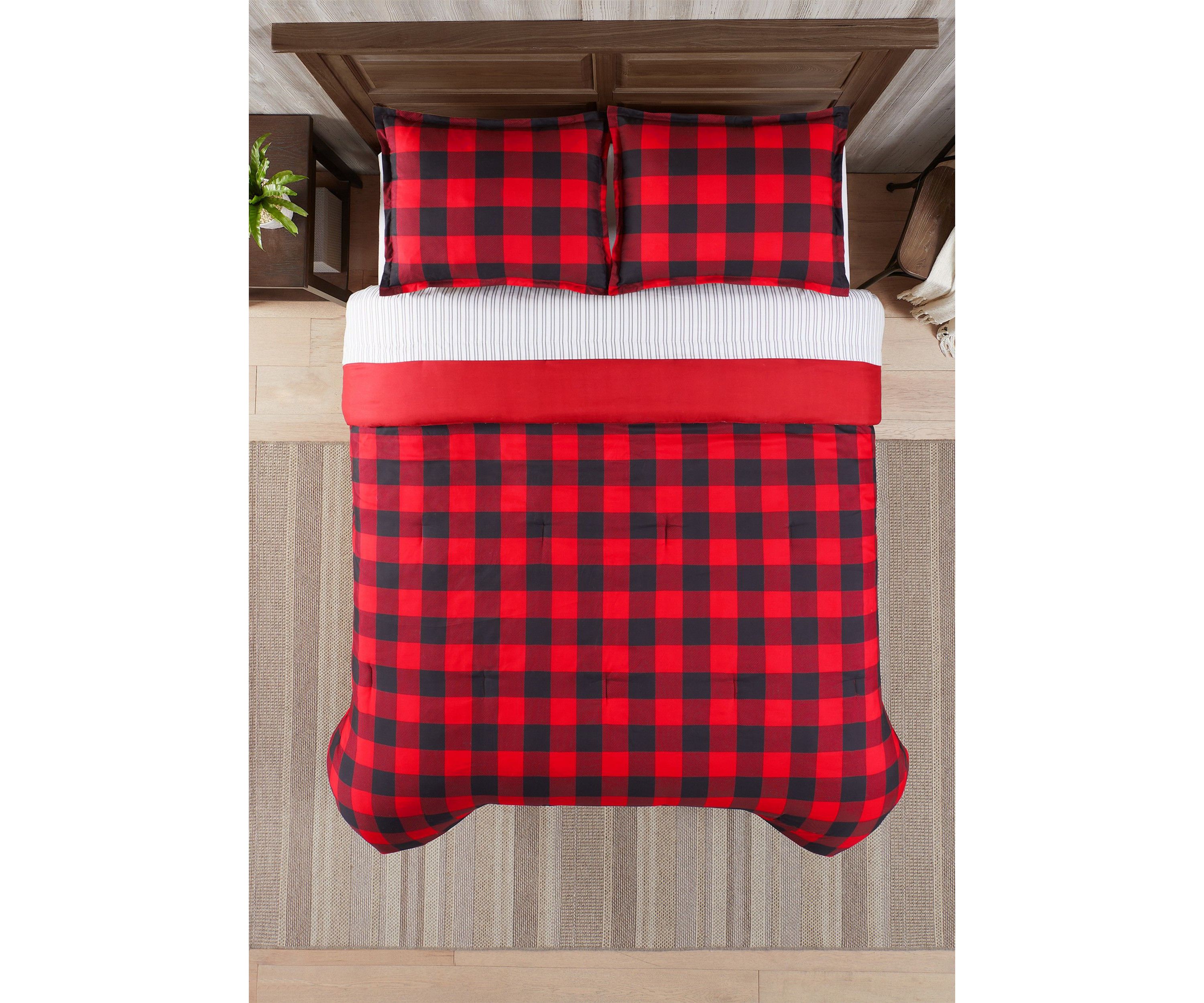Simply Clean Alex Buffalo Check Plaid Antimicrobial Comforter Set