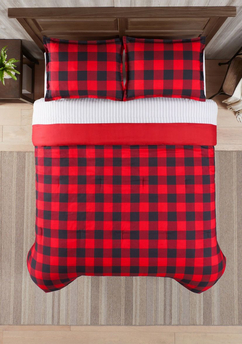 Simply Clean Alex Buffalo Check Plaid Antimicrobial Comforter Set