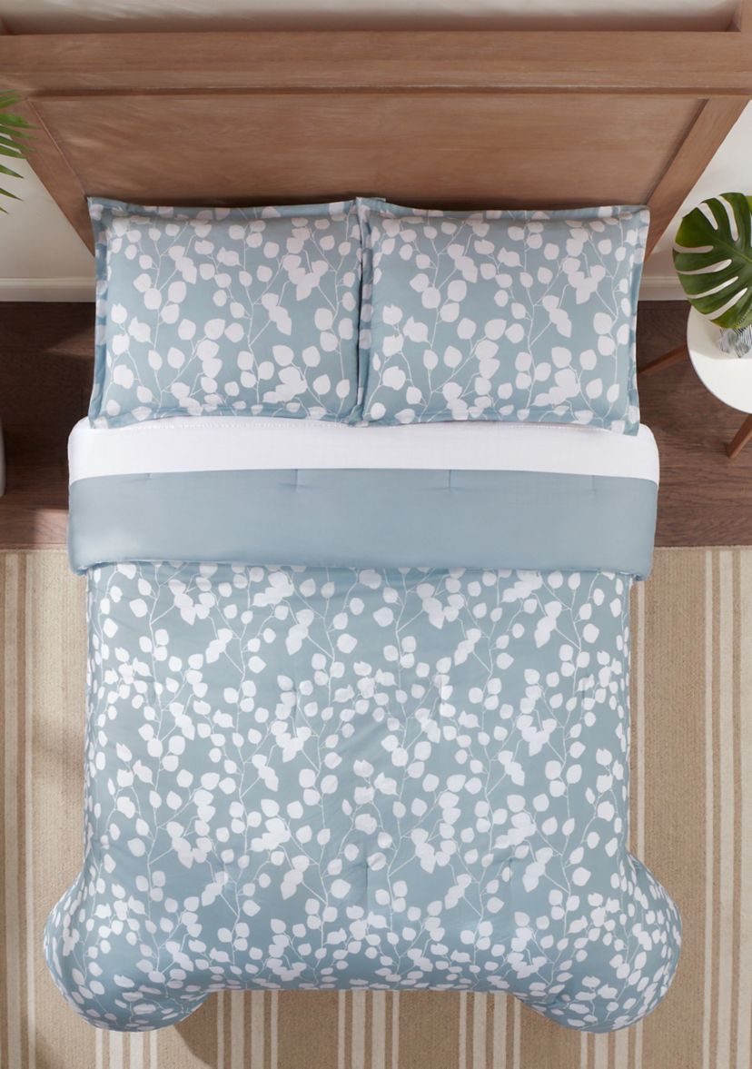 Simply Clean Ellen Botanical Leaf Antimicrobial Complete Bedding Set with Sheets